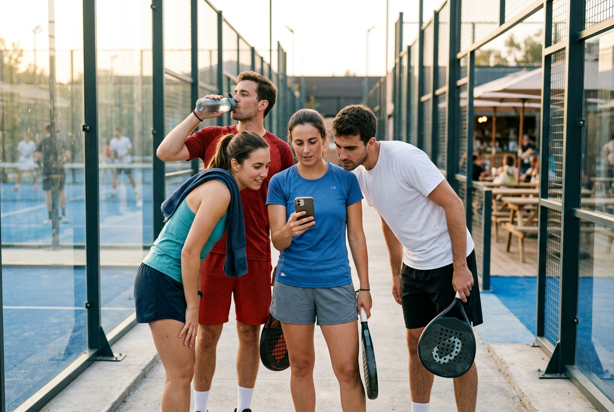 Gruppa igrokov, proveriiaiushchih reiting na telefone mezhdu dvumia matchami