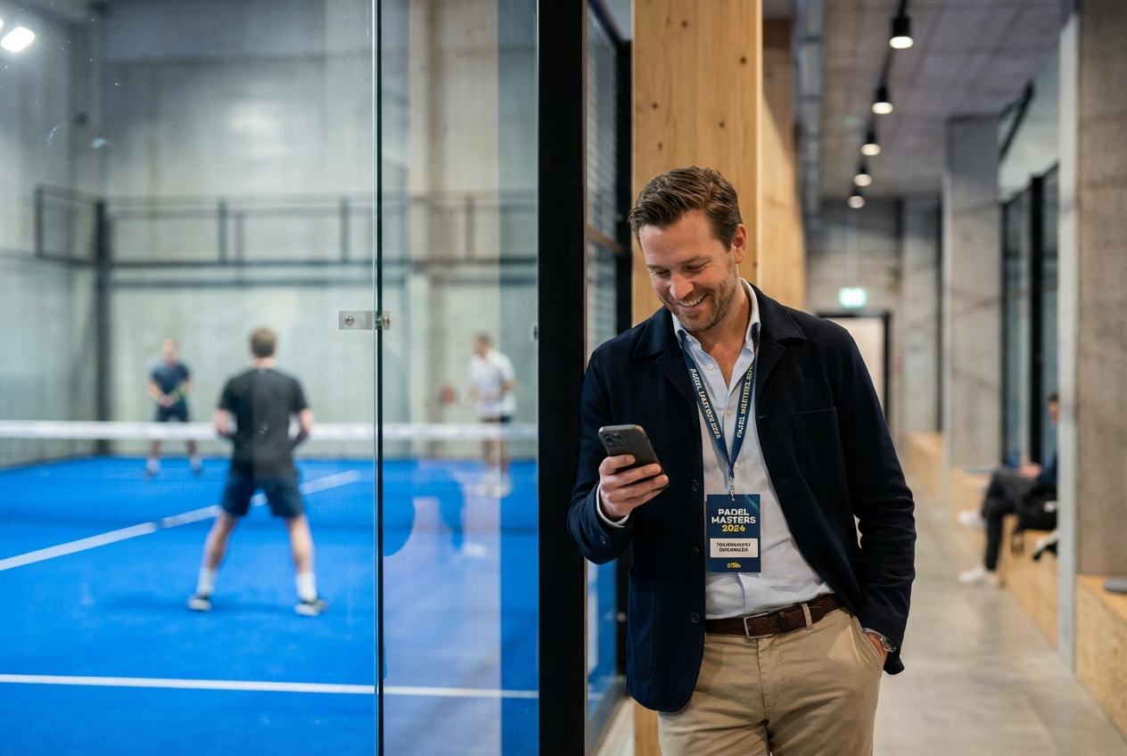 Penyelenggara mengelola turnamen Americano padel di smartphone-nya