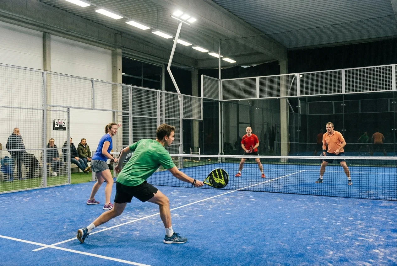 Torneo amateur de padel en un club indoor