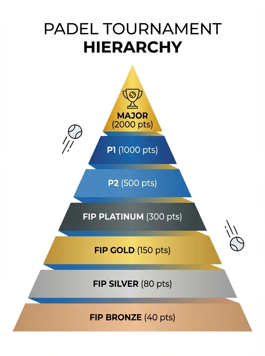 Pirámide de categorías de torneos de padel